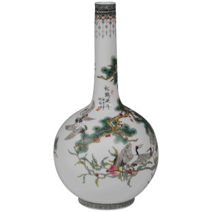 景德镇陶瓷器 大师手绘粉彩瓷花瓶 胆瓶 古典家居装饰工艺品摆件
