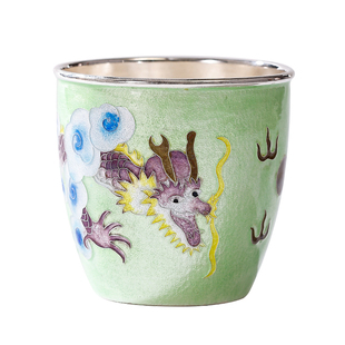 祥龙银水杯999纯银杯子手工大号主人杯珐琅彩门海福缸品茗银茶杯