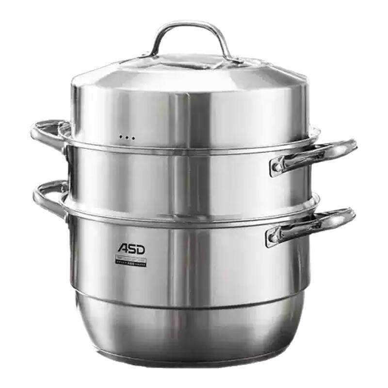 爱仕达蒸锅家用304不锈钢加厚三层蒸笼蒸鱼馒头电磁炉煤气灶通用