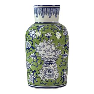 景德镇陶瓷大口径花瓶中式客厅餐桌高级感摆件30cm高插花装饰品