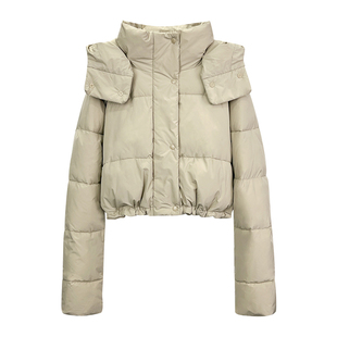 alex stevens肯豆风奶包短款连帽羽绒服女冬季90白鸭绒面包服外套