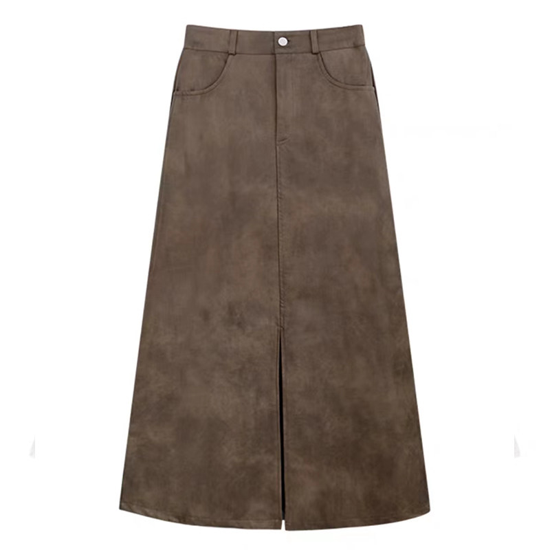 中长半身裙复古街头pu皮