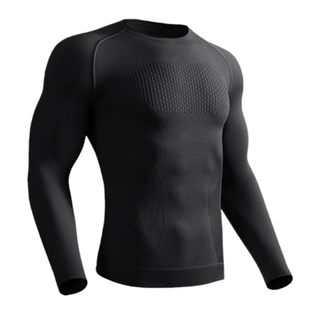 专业健身训练服显肌肉收腰长袖运动透气速干吸汗高弹紧身衣T恤男