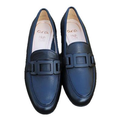 ARA休闲宽楦软底小牛皮乐福鞋