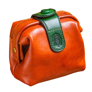 【珍品雅藏】文玩收纳袋仓吉手工牛皮核桃手串首饰收纳随身口金包