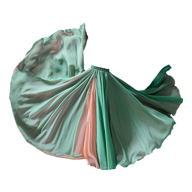 中国舞练功大摆裙双层面穿古典舞演出服民族舞蹈裙720度半身长裙