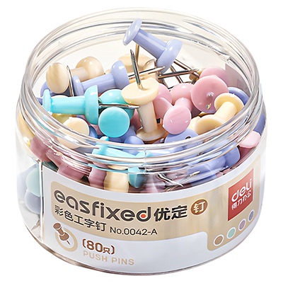 得力工字钉莫兰迪毛毡板钉子大头钉毛毡墙照片钉子毛毡钉彩色软木钉大头针带帽装饰固定彩钉工字钉美工钉