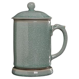 金镶玉陈文德大师汝窑陶瓷茶水分离泡茶杯老板办公杯个人专用礼品