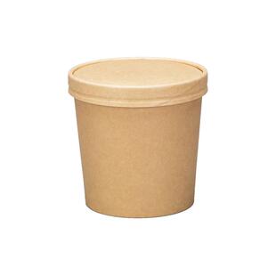 一次性纸碗粥桶牛皮纸打包碗粥杯汤桶汤碗圆形外卖餐盒甜品不带盖