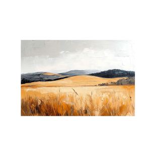 手绘油画写实麦子熟了风景印象画大芬村玄关客厅肌理感装饰画