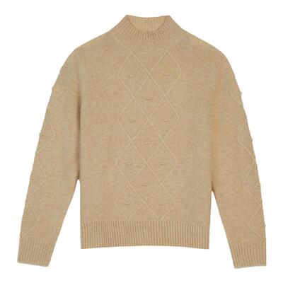 鹿王100%纯山羊绒衫女士半高领