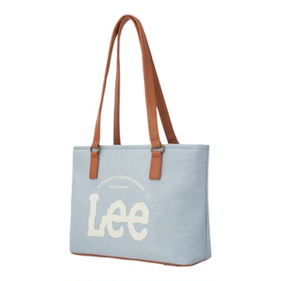 Lee 2025大容量牛仔帆布托特包女大学生大牌硬底上课通勤妈咪包