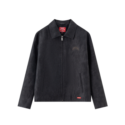 SprayGround鲨鱼嘴pu皮夹克男2026春季新款美式钉珠帅气机车外套