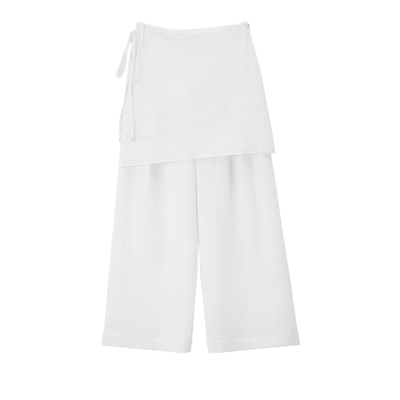 捌梁可拆卸复古蕾丝阔腿西裤