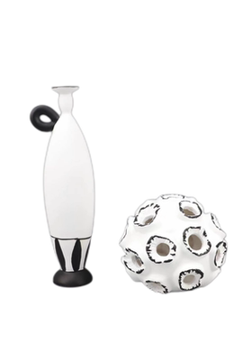 新中式树脂客厅波点黑色花器摆件