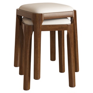 实木凳子家用可叠放软包板凳客厅木头矮凳简约现代小方凳餐桌椅子