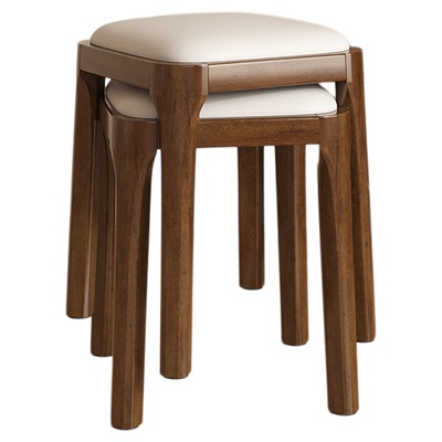 实木凳子家用可叠放软包餐凳