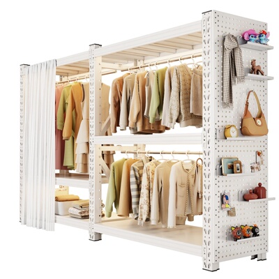 开放式洞洞板钢制简易组装衣柜