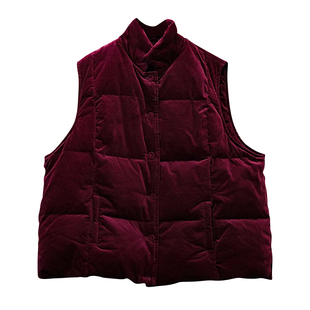 知笔墨2025冬95白鹅绒烟灰烟紫弹力植绒单排扣保暖大廓型马甲