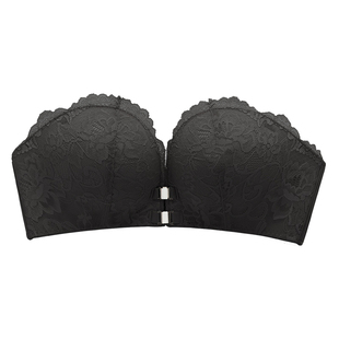 前扣无肩带内衣女隐形文胸防滑聚拢显大抹胸美背裹胸胸罩小胸加厚