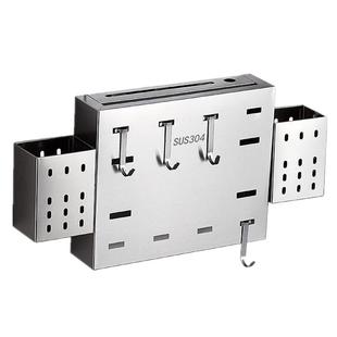 304不锈钢免打孔刀架壁挂式刀具置物架厨房筷子筒刀座一体收纳架