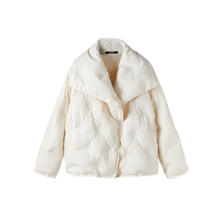 uti米白色大翻领云感羽绒服女装 设计感鸭绒外套尤缇冬季新款