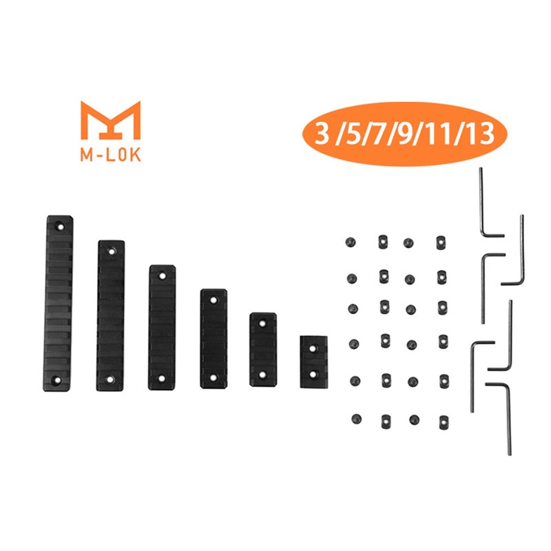铝合金M-LOK皮轨 Mlok 3/5/7/9/11/13槽导轨可搭配  M-lok配件