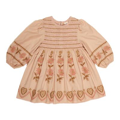 little现货 英国APOLINA FW25秋冬女宝复古刺绣连衣裙公主裙马甲
