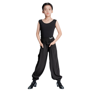 雅色墨画夏季新款男童拉丁舞服少儿练功服背心训练服薄款舞蹈裤子