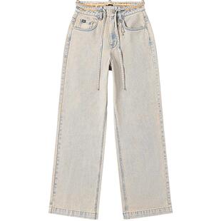 【张凌赫代言】Lee25新品428懒懒裤高腰直脚腰带设计阔腿女牛仔裤