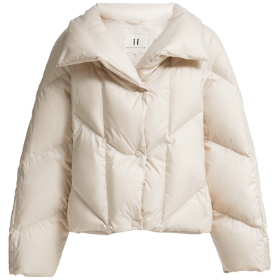 SEASON HIGH25新品商场同款大翻领短款龟背鸭绒羽绒服女S25423003