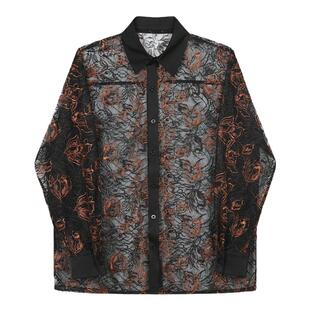 朱正廷透视黑纱衬衫内搭造型上衣透视装夜场上班衣服男禁欲系衬衫