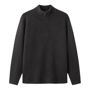 森马毛衫男半开襟半高领宽松针织衫2025冬季新款纯色毛衣基础百搭