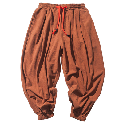 冬季加肥加大码宽松棉麻收口垮裤