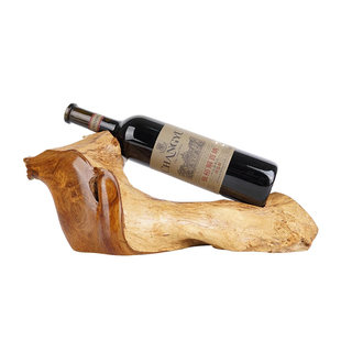 进口老柚木红酒架摆件客厅装饰品实木葡萄酒架桌面北欧风酒柜摆件