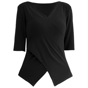 舞蹈练功服上衣女形体修身跳舞服装长袖中袖民族古典现代舞训练服