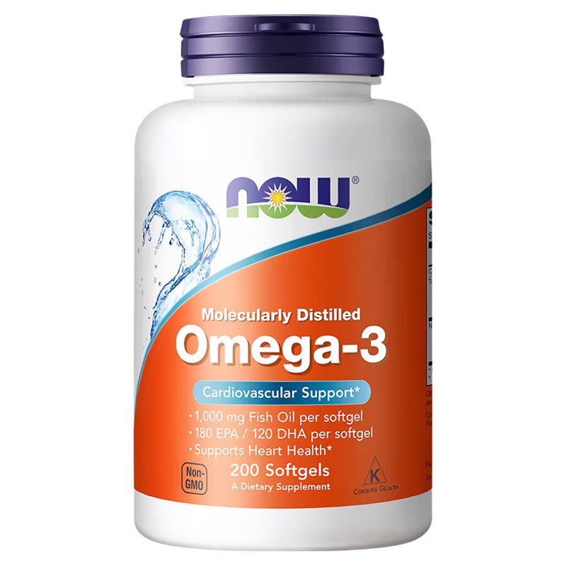 NOW鱼油深海鱼油软胶囊中老年omega3护心脑人宠猫咪狗用美国进口