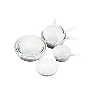 唐山 陶瓷蒸发皿 元皿40 60 75 100 125 150 200ml实验用圆底陶瓷蒸发皿耐高温平底带柄加热皿化学皿实验仪器