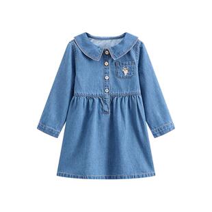 TeenieWeenie Kids小熊童装26年新款女宝宝棉长袖翻领牛仔连衣裙