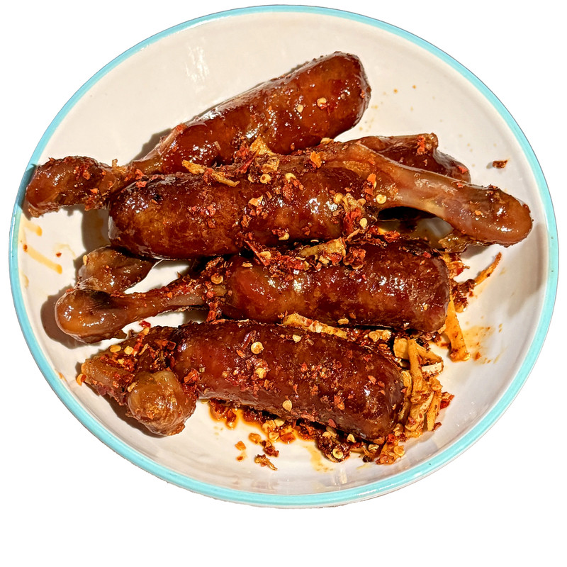 肖二娘湖南特产鸭脚包肉柴火烟熏腊味个头大肉质饱满腊香浓郁