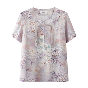夏天夏装女国风套装妈妈短袖衬衫老人衣服奶奶中老年人两件套薄款