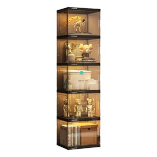 书架落地置物架一体靠墙储物柜亚透明克力手办展示柜家用防尘书柜