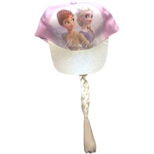 3-10岁冰雪奇缘遮阳帽夏季女童可爱辫子款棒球帽纯棉帽子