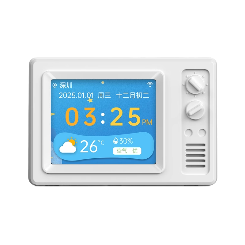 唯泰斯(VTAS)复古电子天气时钟WiFi自动对时温湿度计LCD彩屏夜光