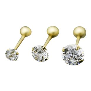 韩国进口纯10k14k金耳环 闪闪小单钻瑞钻双头圆球k黄金拧螺丝耳钉