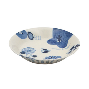 日本美浓烧加藤真治小清新家用餐盘 自然花朵动物釉下彩陶瓷餐具