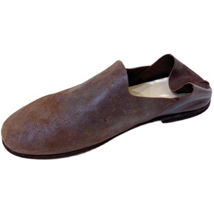 Mantova曼托瓦新款磨砂皮复古做旧夏季懒人皮底平底一脚蹬奶奶鞋