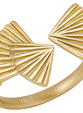 HERBE合璧 松间伞松叠叠三叶戒指复古金色高级感日常时尚百搭女款