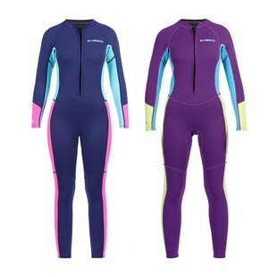 2.5MM中大儿童潜水服女前开长袖连体潜水衣青少年保暖浮潜冲浪服