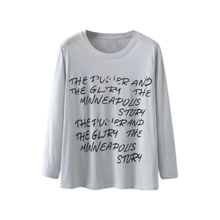 绮娑大码胖mm上衣女秋装新款莱塞尔雪花棉字母印花休闲长袖T恤